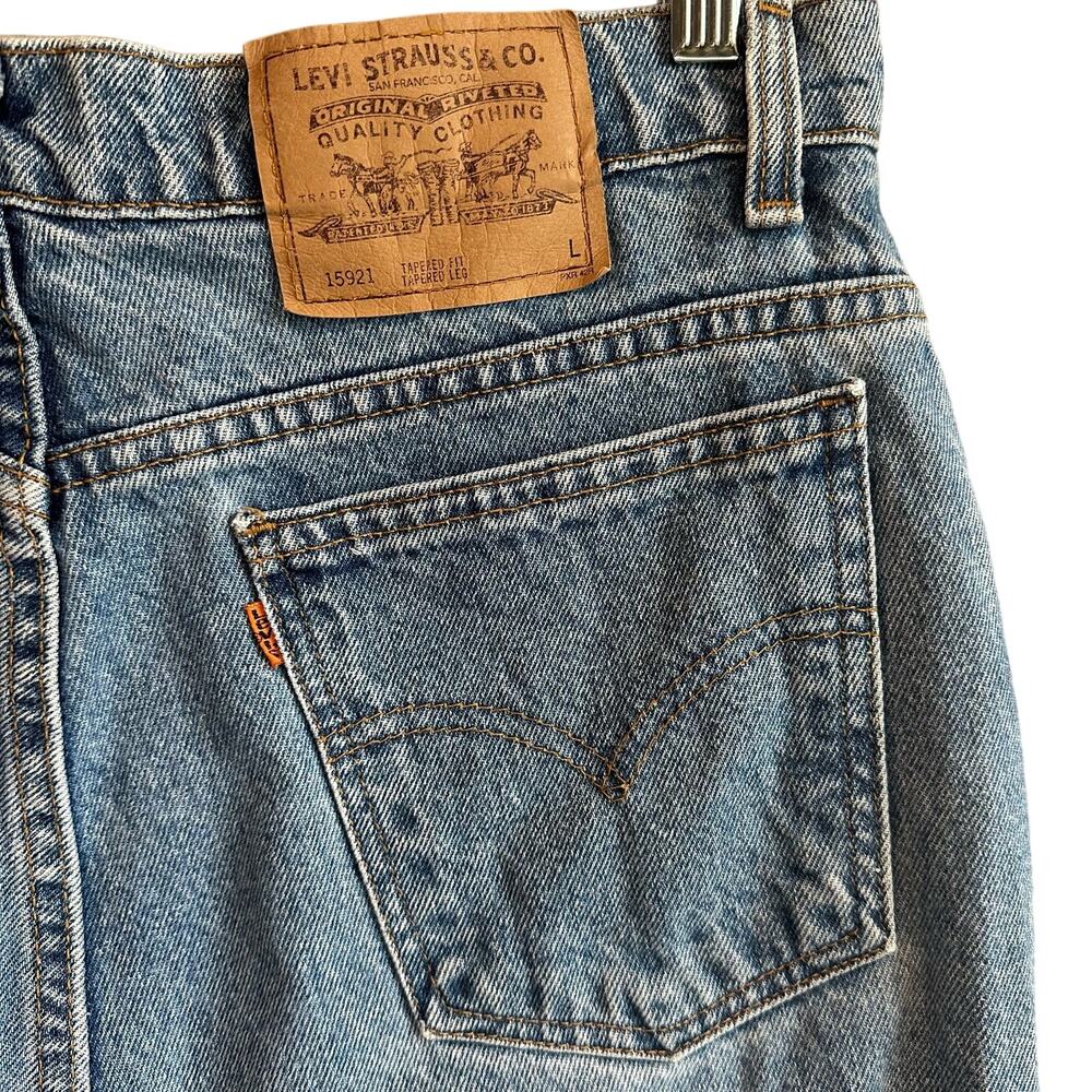 Levi's Vintage 90's 15921 Orange Tab Tapered Fit Jeans USA Made 14 long